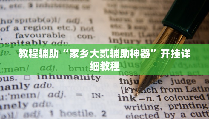 教程辅助“家乡大贰辅助神器”开挂详细教程
