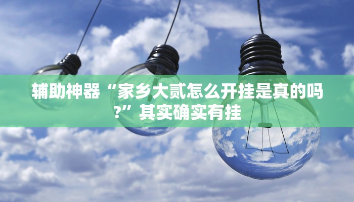 辅助神器“家乡大贰怎么开挂是真的吗?”其实确实有挂