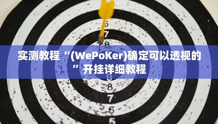 实测教程“(WePoKer)确定可以透视的”开挂详细教程